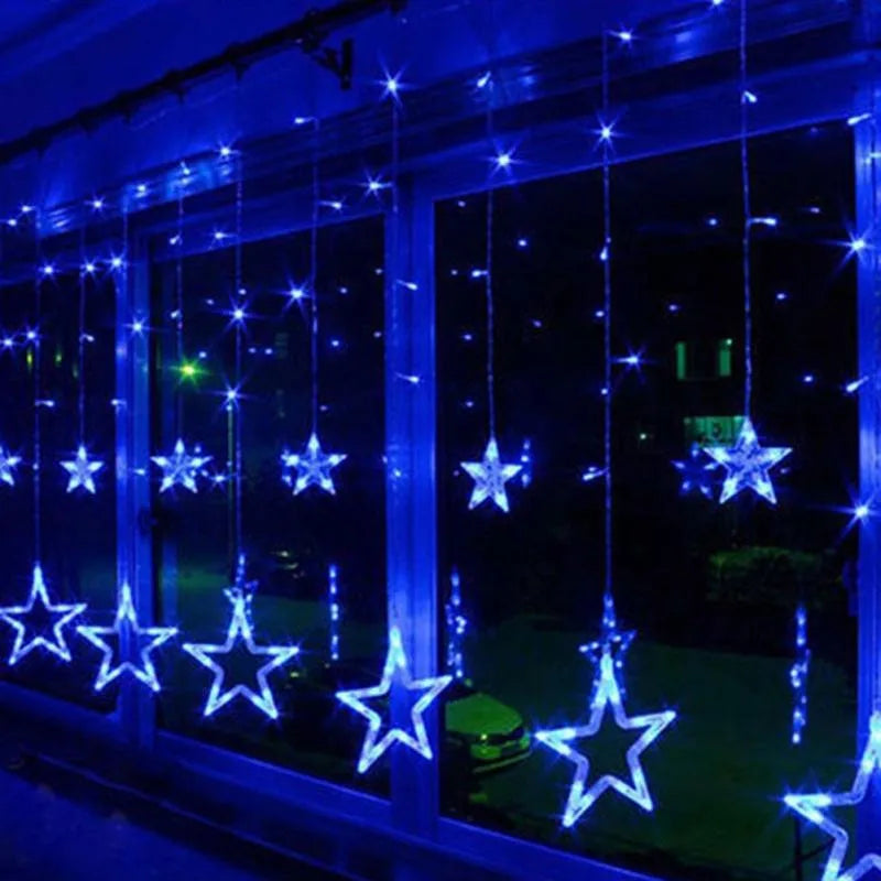 guirlande lumineuse étoiles blanc bleu moderne clips noël led 220v adaptateur électrics