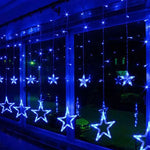 guirlande lumineuse étoiles blanc bleu moderne clips noël led 220v adaptateur électrics
