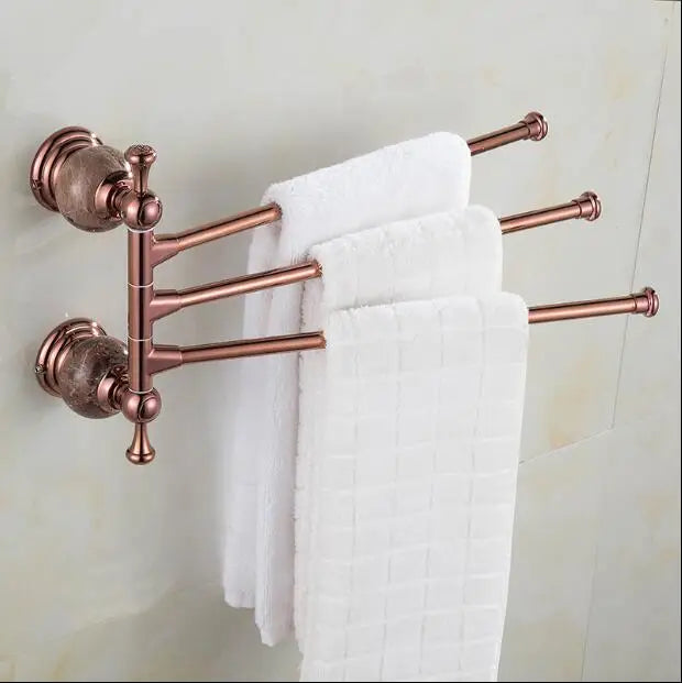 porte serviettes rose doré ensemble salle bain classique fixations murales barres anneaux
