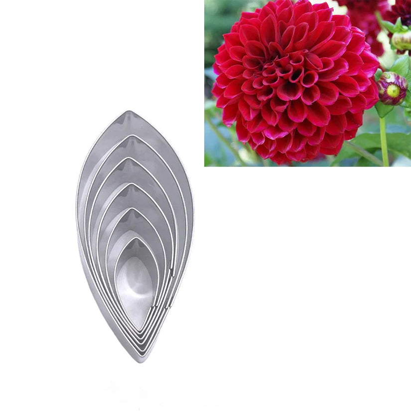 outils décoration gâteaux moules acier inoxydable forme pétale texturée ensemble pièces floral argenté