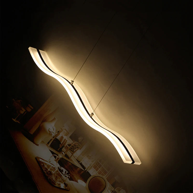 suspension lumineuse moderne blanc ligne ondulée acrylique 90 260V dimmable chambre salon