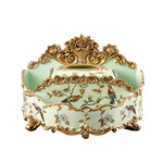 boîte rangement multifonctionnelle classique verte fleurs oiseaux télécommandes mouchoirs