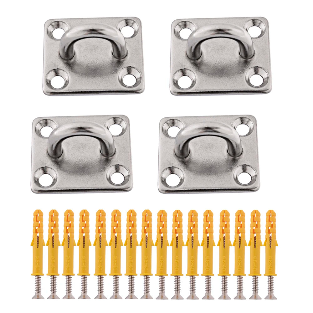 anneaux métalliques industriels supports suspension vis autotaraudeuses plaques carrées acier inoxydable utilitaires