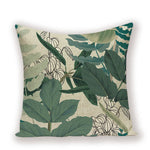 housse coussin carré motif feuilles vertes moderne zip invisible 45cm 45cm