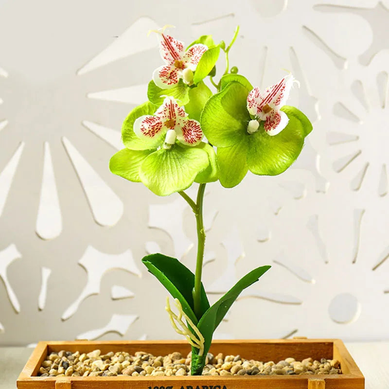 décoration intérieure orchidée artificielle violette blanche rose pot bois festive chambre