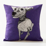 housse carrée coussin animal imprimé moderne zèbre oiseau chien vache multicolore