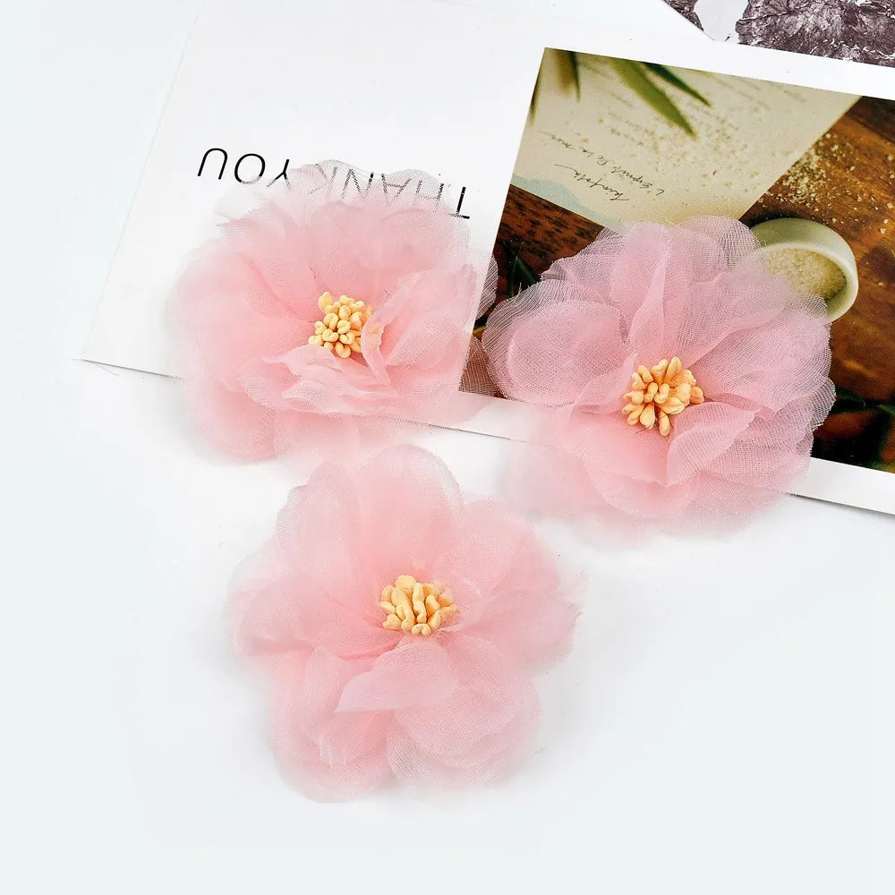 fleurs artificielles tulle pivoine blanche rose décoration intérieure mariage anniversaire baby shower clips fixations