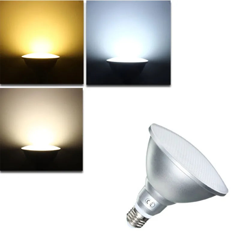 ampoule led 9w 12w 18w e27 par20 par30 par38 ip65 étanche argenté moderne 6000k