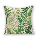 housse coussin carré motif feuilles vertes moderne zip invisible 45cm 45cm