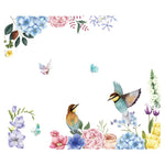 sticker mural fleurs oiseaux adhésif moderne art floral multicolore pvc résistant eau salon chambre