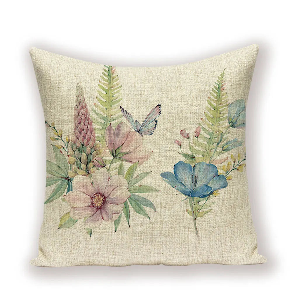 housse coussin carré motif feuilles vertes moderne zip invisible 45cm 45cm