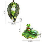 statues grenouilles decoratives vert rouge feuilles fleurs lotus bassin decoration humoristiqueextérieur maison