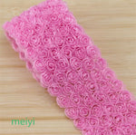 ruban decoratif dentelle roses relief largeur 9cm mariage decoration romantique couleur rose violet beige