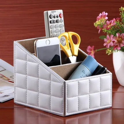 boîte rangement multifonctionnelle cuir moderne réutilisable télécommande tablette smartphone bijoux parfum montre