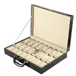 boîte rangement montres simili cuir noir 12 slots classique