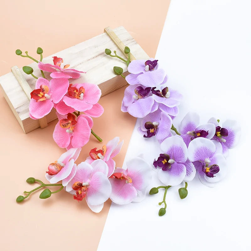 fleurs artificielles orchidées papillon soie rose violet bleu vert décoration maison intérieur mariage anniversaire