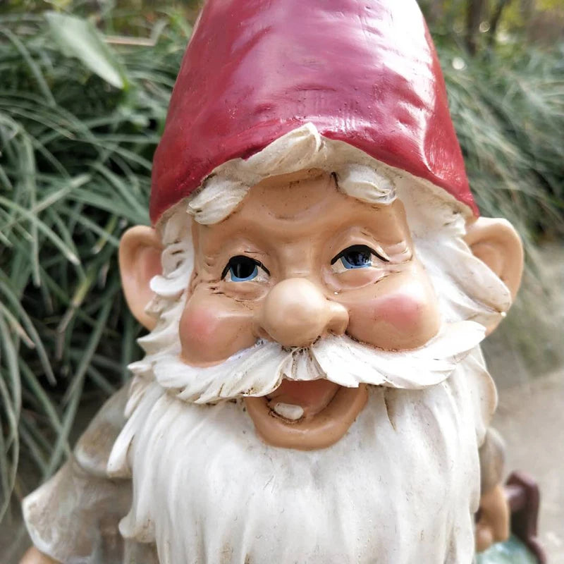 Figurine nain de jardin résine vert 30cm vue profil