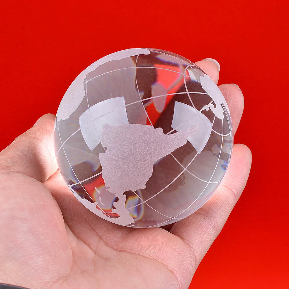 globe terrestre gravé laser cristal transparent monde classique décoration intérieure feng shui ornement maison