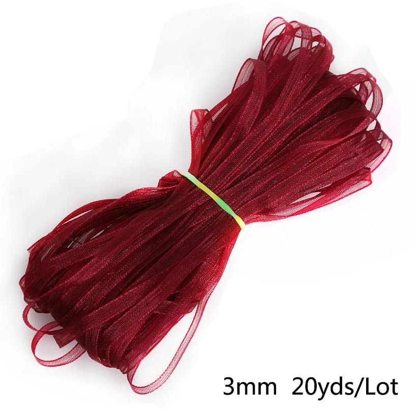 rubans organza polyester 20yards 3mm couleur unie moderne diy craft mariage decoration bleu rouge