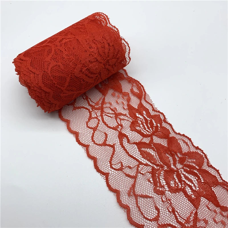 ruban dentelle brodé yards largeur 80mm polyester motifs floraux classique noir rouge vert bleu