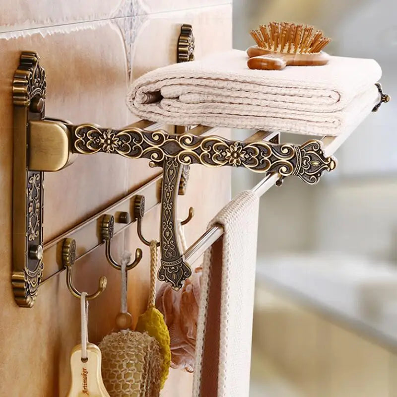 étagère salle bain bronze ornements floraux classique vis fixationsporte savonnette brosses dentaires multifonctionnelle