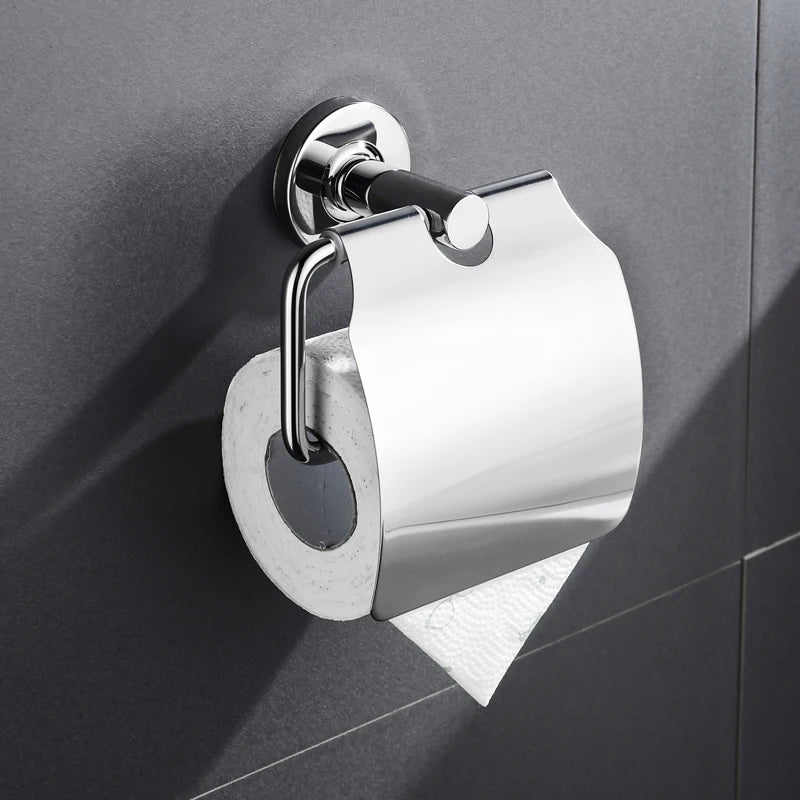 ensemble accessoires salle bain chrome moderne porte serviette porte papier savon brosse toilette