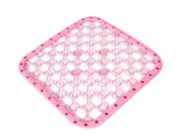 tapis drainage évier carré moderne rose grille cercles clips magnétiques respectueux environnement silicone