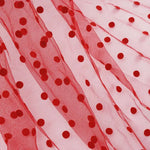 tulle floqué transparent noir blanc rouge gris rose décoration mode couture tissu polyester