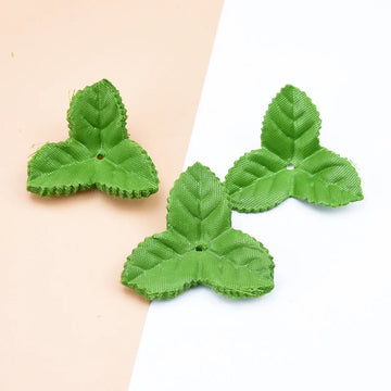 feuilles artificielles soie vertes 200 pièces décoration extérieure motif veiné texturées opaques floral