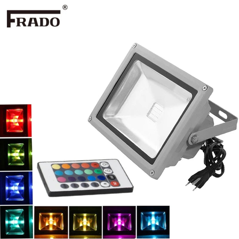 projecteur led rgb 10w ip65 acier poli moderne télécommande gris métallisé certifié rohs ccc