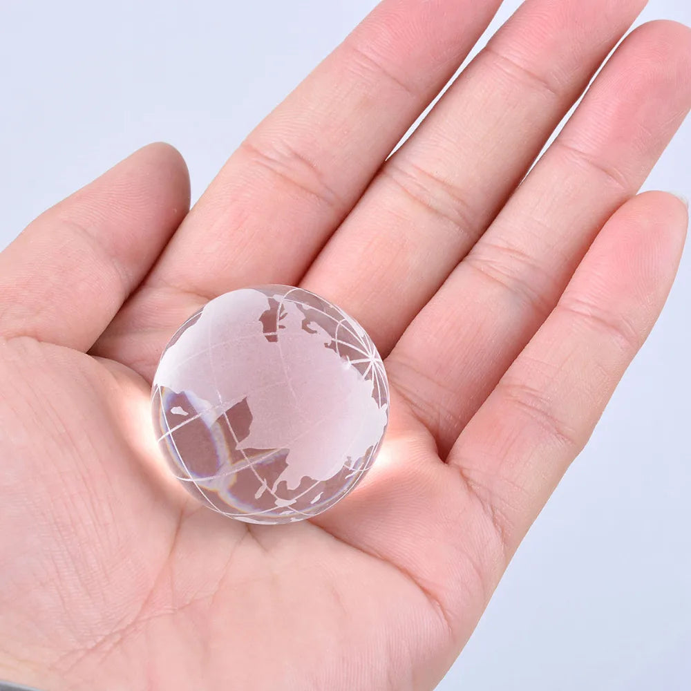 globe terrestre gravé laser cristal transparent monde classique décoration intérieure feng shui ornement maison