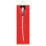 toile d'art ukiyo samouraï contemporain illustration noir blanc rouge gris cadre bois
