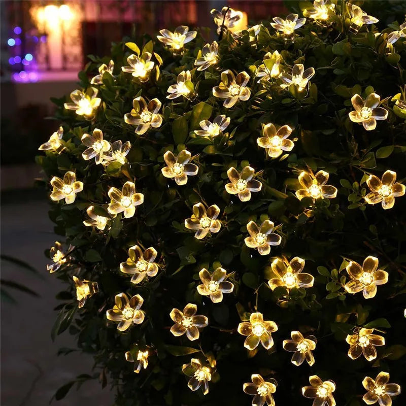 guirlandes solaires led fleurs stylisées multicolore moderne extérieur autoinstallation festive deco jardin