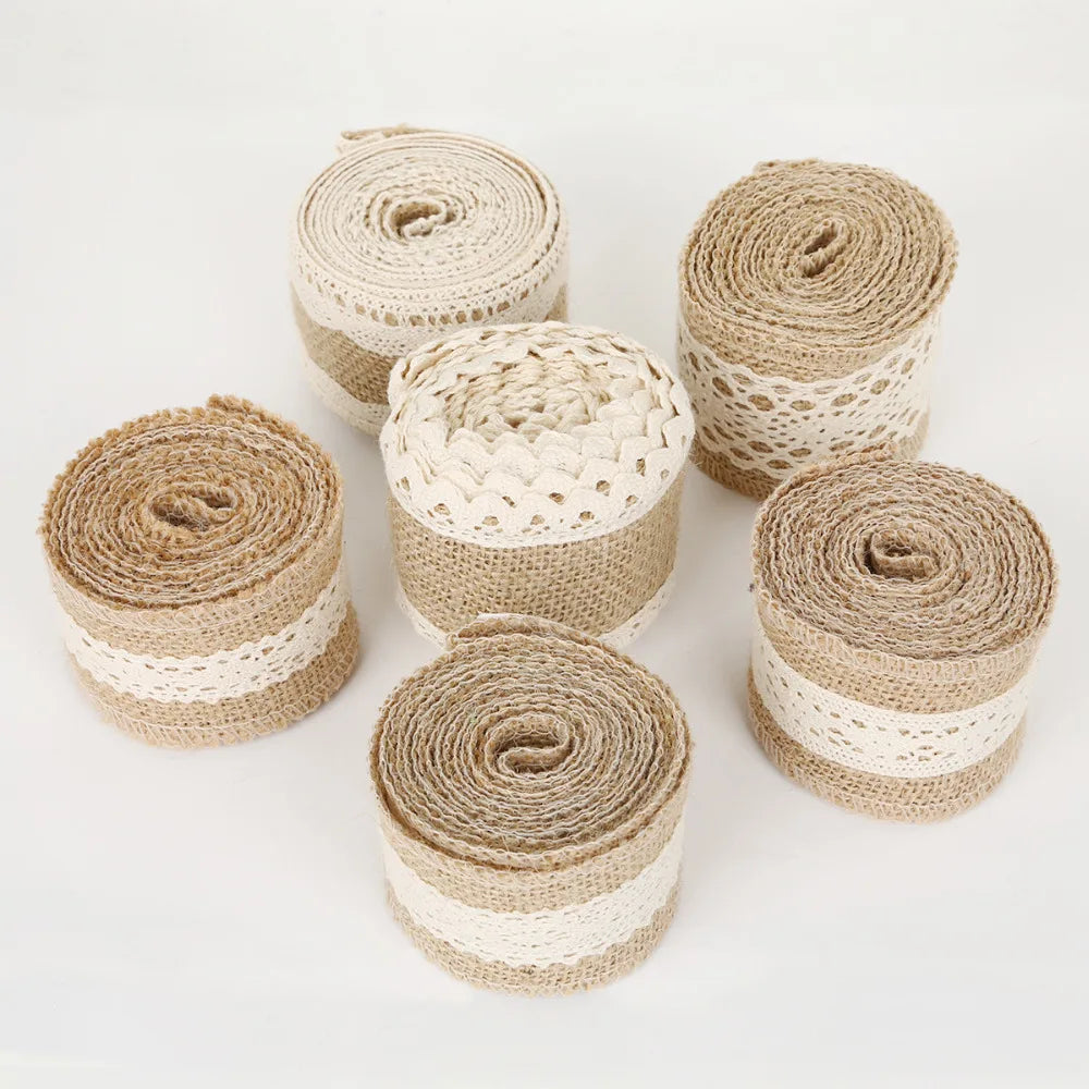ruban jute dentelle coton 5cm 6cm ivory anniversaire mariage décoration diy rustic vintage