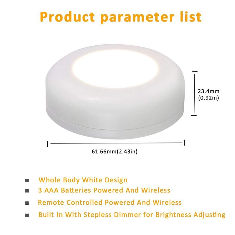 veilleuse led tactile sans fil piles adhésives moderne urgence cuisine placard chambre blanc rond