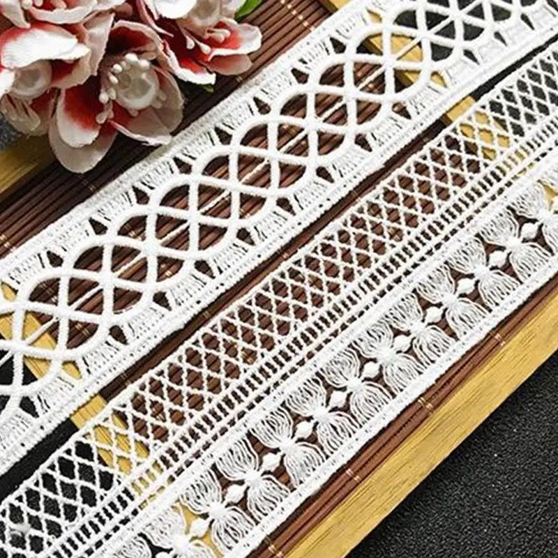 ruban dentelle géométrique blanc mariage couture applique tête lingerie decoration 3.5cm 4.5cm 5cm écologique
