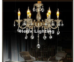lustre doré cristaux pendants transparents classique baroque élégant led suspendu