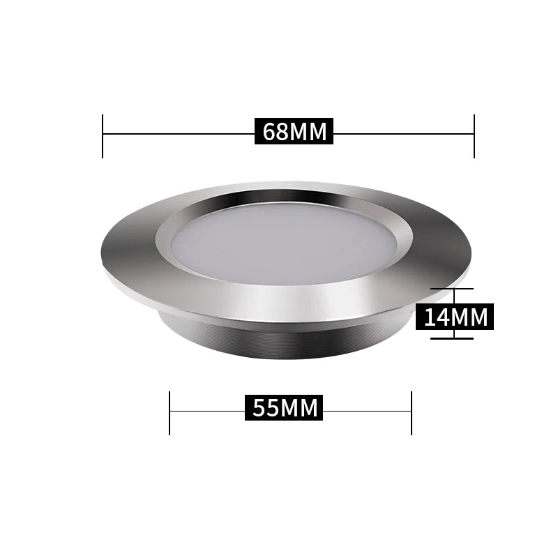 Spot LED ultra fin argenté moderne adhésif 55mm 12V 170mm câble