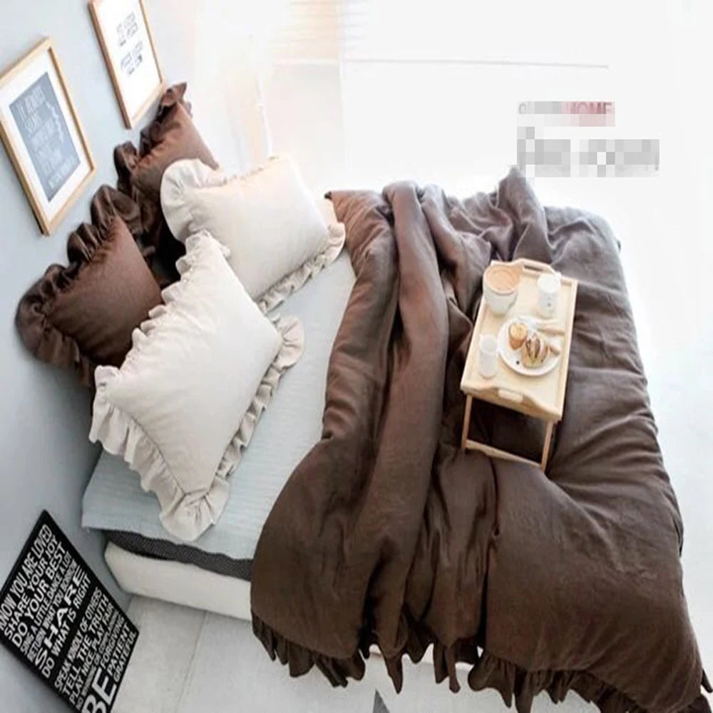 Housse de couette en lin en couleur gris clair