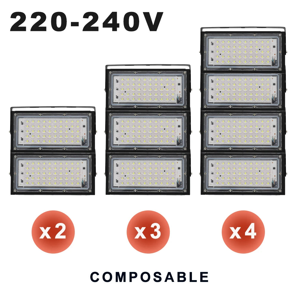 projecteur led industriel ip65 mural 50w blanc 6500k aluminium extérieur