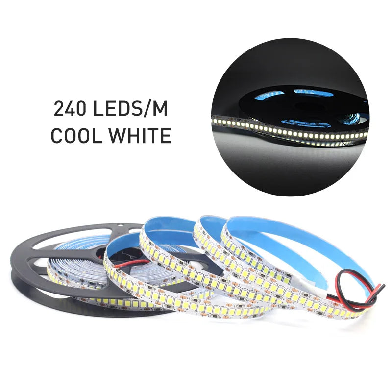 ruban led blanc chaud 120leds 240leds smd 2835 12v 3000k moderne adhésif