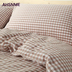 ensemble literie coton gingham rose oreillers couverture taies doreiller simple