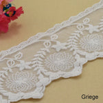 dentelle brodée coton blanc fleurs feuilles 9cm large traditionnelle opacité textile écolo