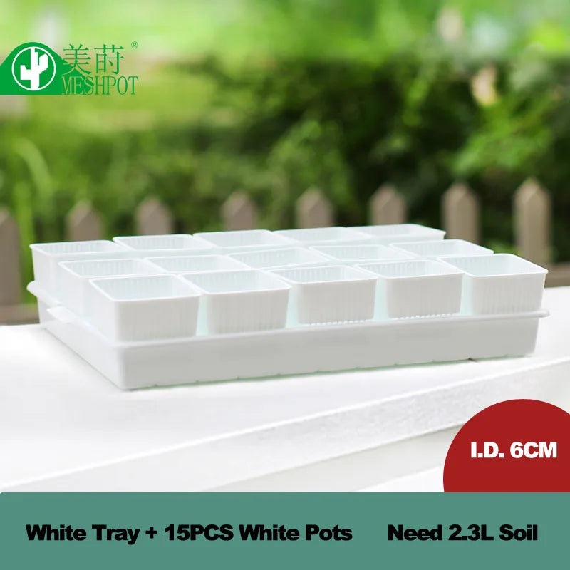 Bacs pépinière modernes pots 6cm blancs poignées ridés plantes intérieuresDecorationMaison