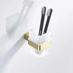 ensemble accessoires salle bain doré nickel moderne porte papier savon porte brosse wc étagerie