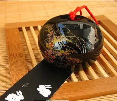 carillon vent japonais céramique décorations murales cloches traditionnelles motifs fleurs rouges noires