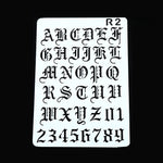 gabarits lettres gothiques adhésifs peinture murale stencil alphabet wall painting embossing opaque deco album
