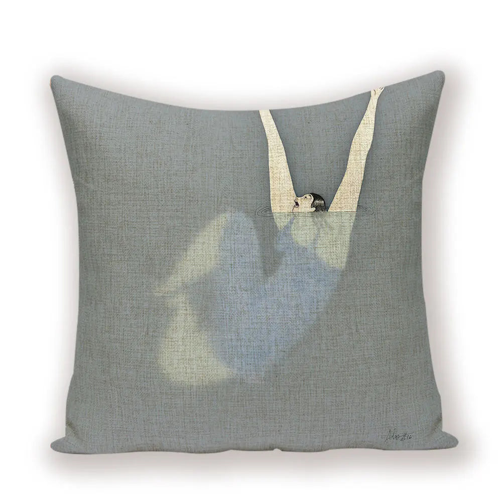 coussin decoratif abstrait bleu clair beige contemporain maison voiture 45x45cm imprimé numérique