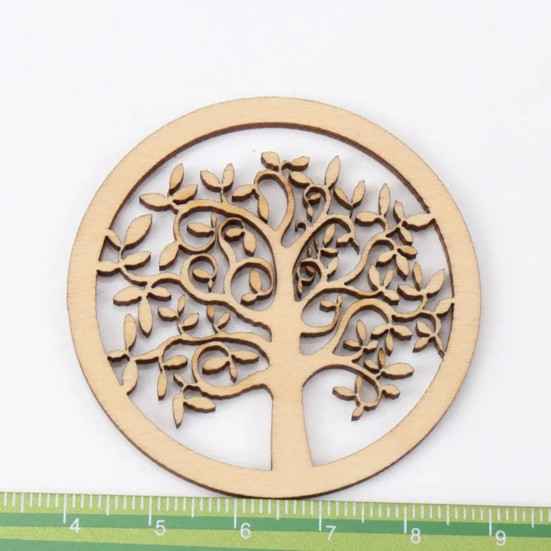 coasters bois naturels arbres sculptés artisanat scrapbooking décor maison 6cm