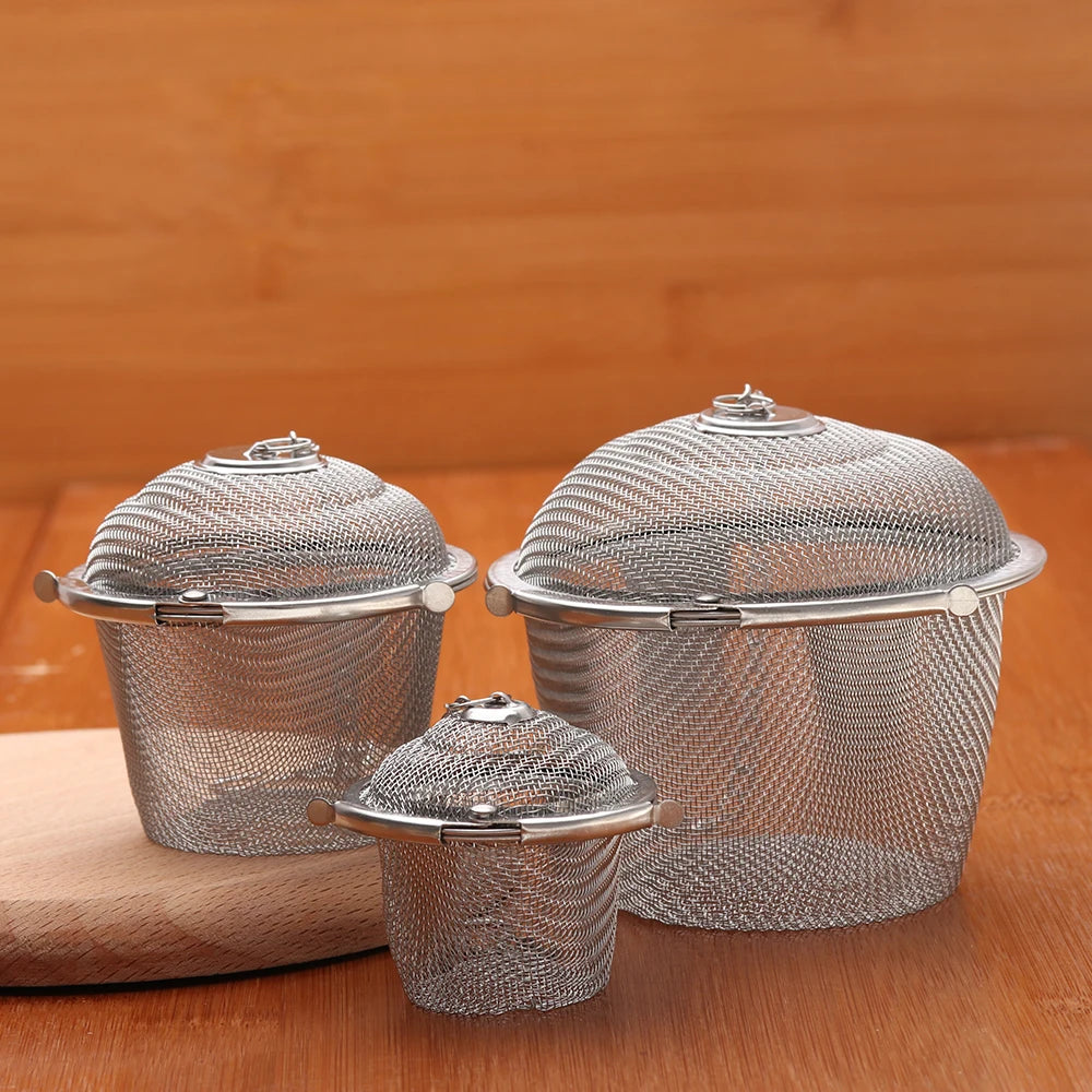 infuseur thé maille fine chaîne boucle moderne argenté filtre épices cuisine théière herbes thé